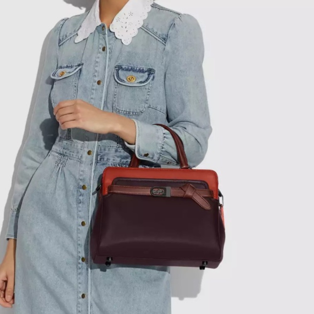 Coach Tate Carryall 29 Satchel Oxblood Multi Pewter - Picture 3 of 17